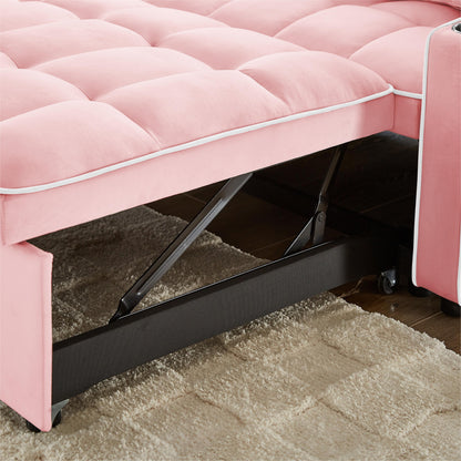 Canapé convertible en velours rose 54,7 avec ports USB et support pour téléphone