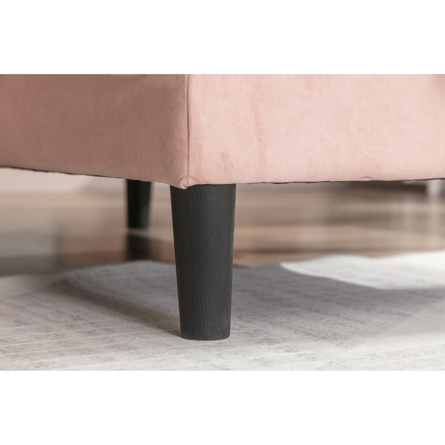 Canapé sectionnel rose en polyester 72,4 avec lit gigogne, méridienne de rangement et 3 coussins décoratifs