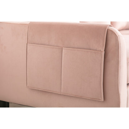 Canapé sectionnel rose en polyester 72,4 avec lit gigogne, méridienne de rangement et 3 coussins décoratifs