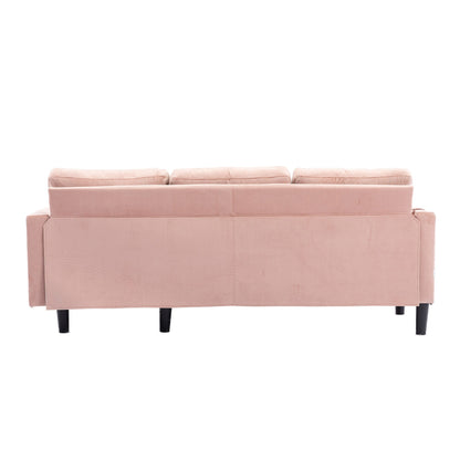 Canapé sectionnel 3 places rose en polyester de 72,4 po avec lit gigogne et méridienne de rangement