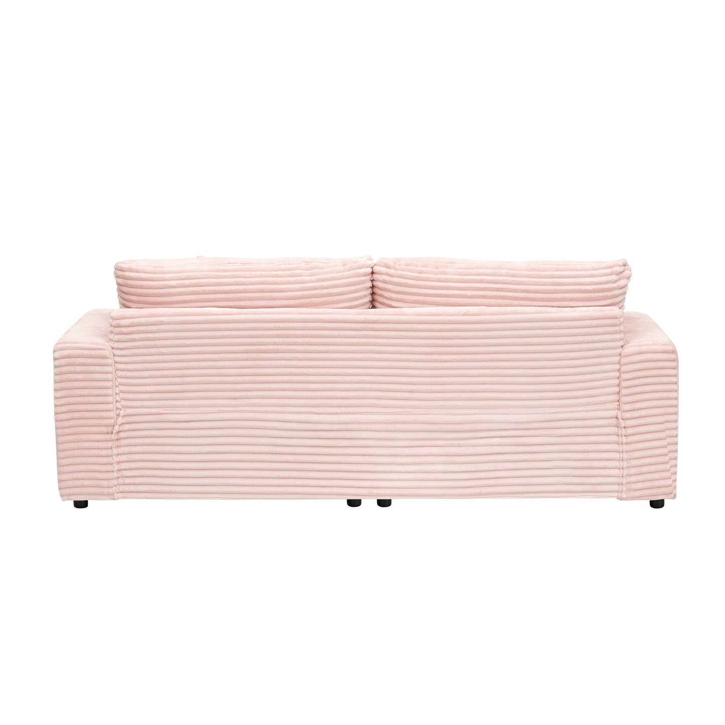 Canapé 3 places en velours côtelé rose 79.3 avec 4 coussins décoratifs et coussin à ressorts