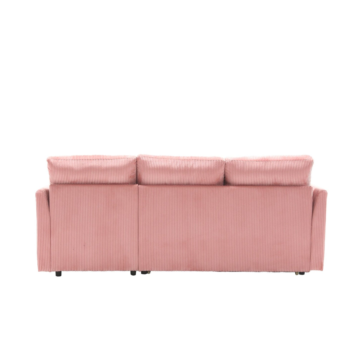 Canapé en tissu rose en forme de L de 81,1 pouces avec méridienne réversible, rangement, structure en bois massif et assise en mousse