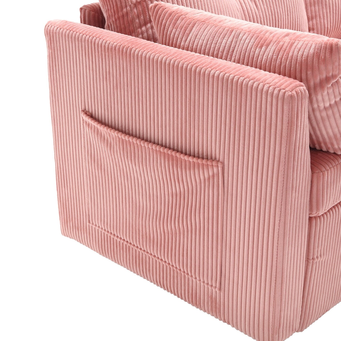 Canapé en tissu rose en forme de L de 81,1 pouces avec méridienne réversible, rangement, structure en bois massif et assise en mousse