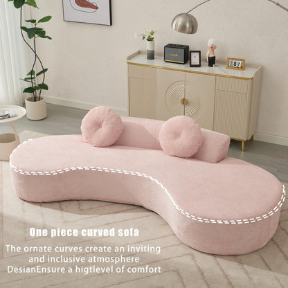 Canapé nuage en velours côtelé rose avec coussins