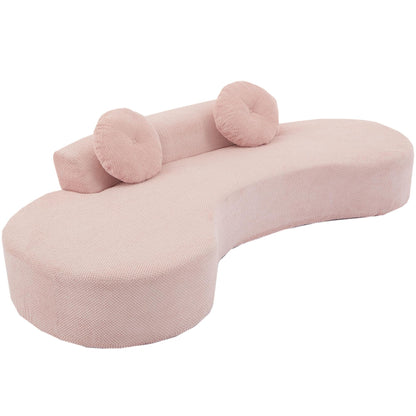 Canapé nuage en velours côtelé rose avec coussins