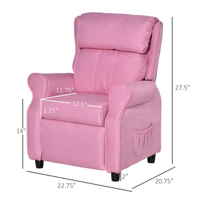 Fauteuil inclinable manuel rembourré pour enfants de 3 à 5 ans avec repose-pieds et 2 poches latérales