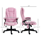 Fauteuil de bureau inclinable pivotant à 360° en lin rose avec massage par vibrations, chauffage lombaire et hauteur réglable