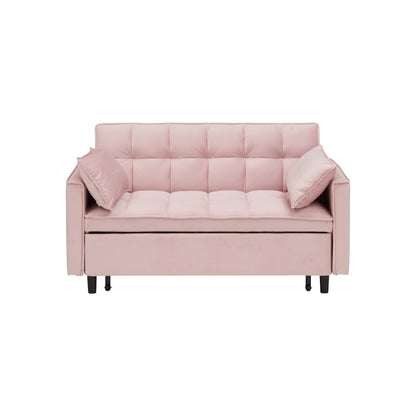 Canapé-lit gigogne en velours rose moderne 54,3 avec dossier réglable et oreillers pour le salon