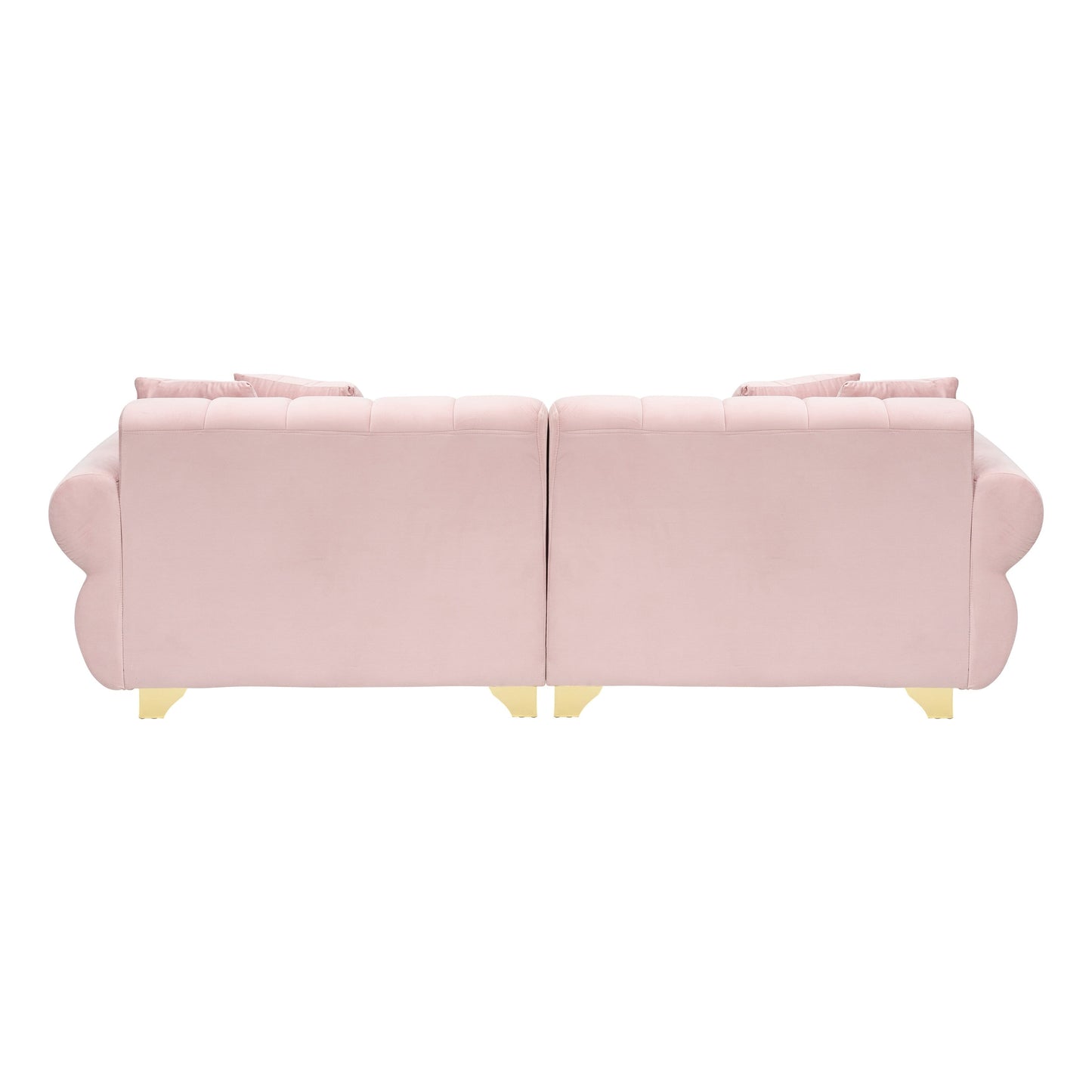 Canapé 3 places en velours rose moderne 89 avec coussins à ressorts et pieds en métal pour le salon