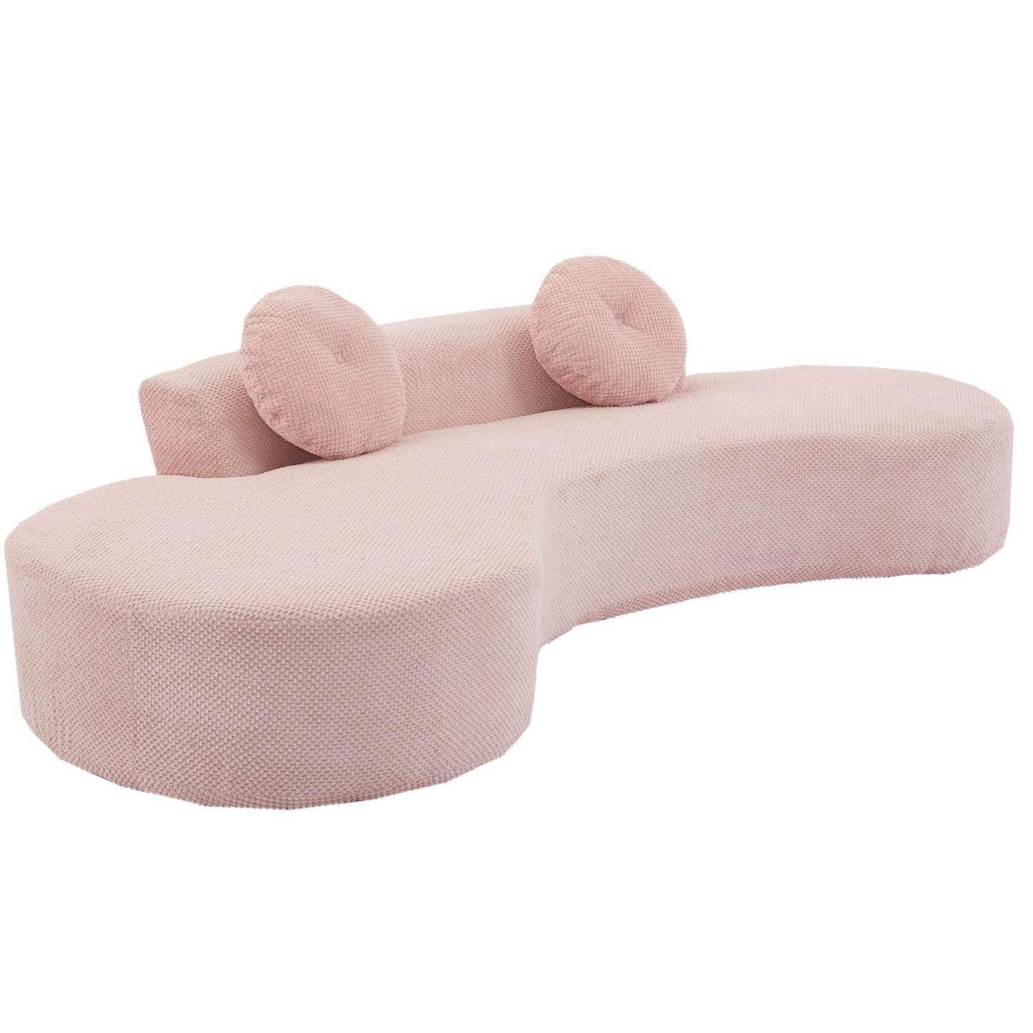 Canapé nuage rose moderne minimaliste 105,5 en velours côtelé incurvé avec 2 coussins, aucun assemblage requis