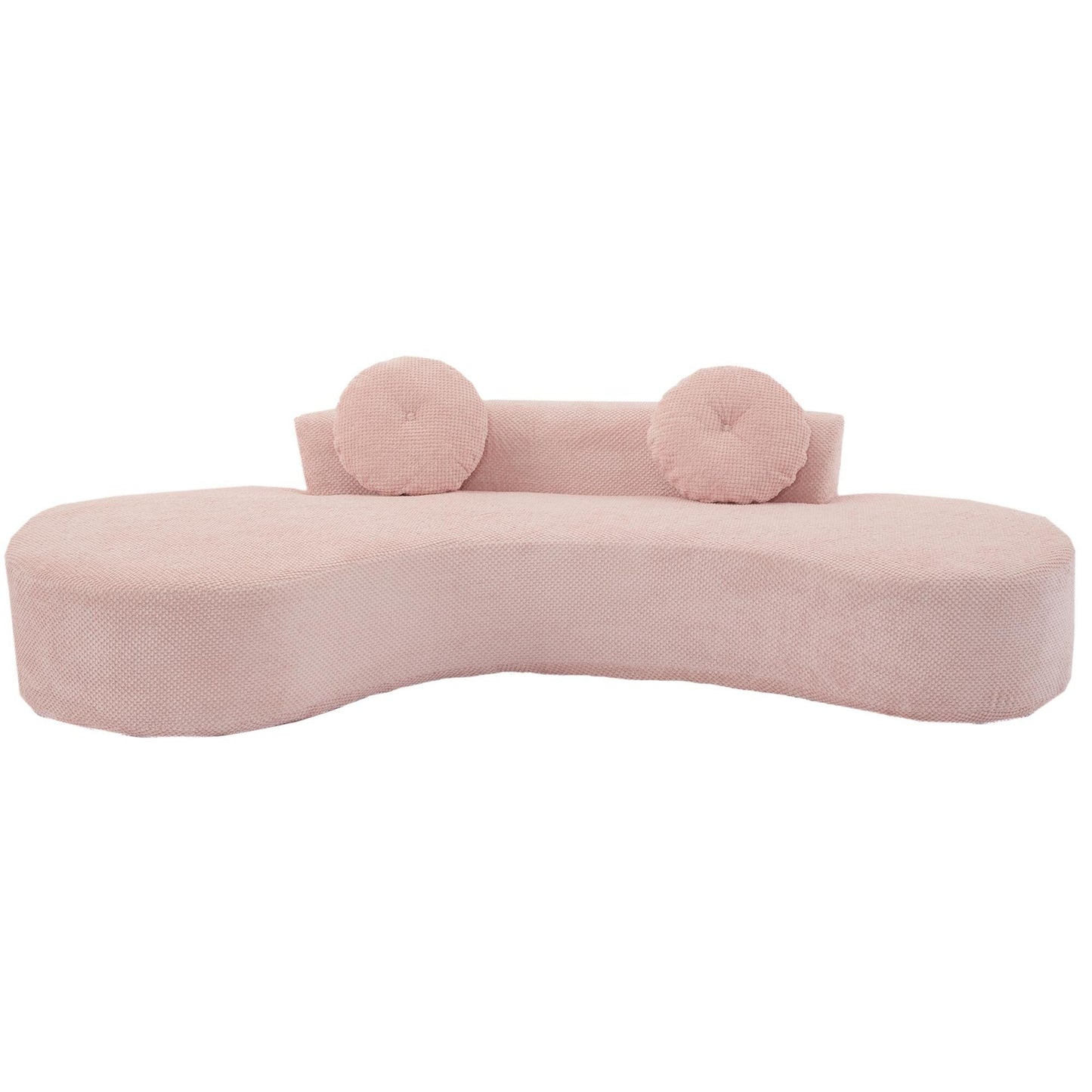 Canapé nuage rose moderne minimaliste 105,5 en velours côtelé incurvé avec 2 coussins, aucun assemblage requis