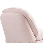 Fauteuil inclinable manuel pivotant à 360°, rembourré en chenille rose surdimensionnée, avec repose-pieds allongé et dossier capitonné
