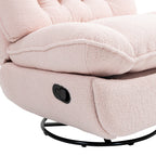 Fauteuil inclinable manuel pivotant à 360°, rembourré en chenille rose surdimensionnée, avec repose-pieds allongé et dossier capitonné