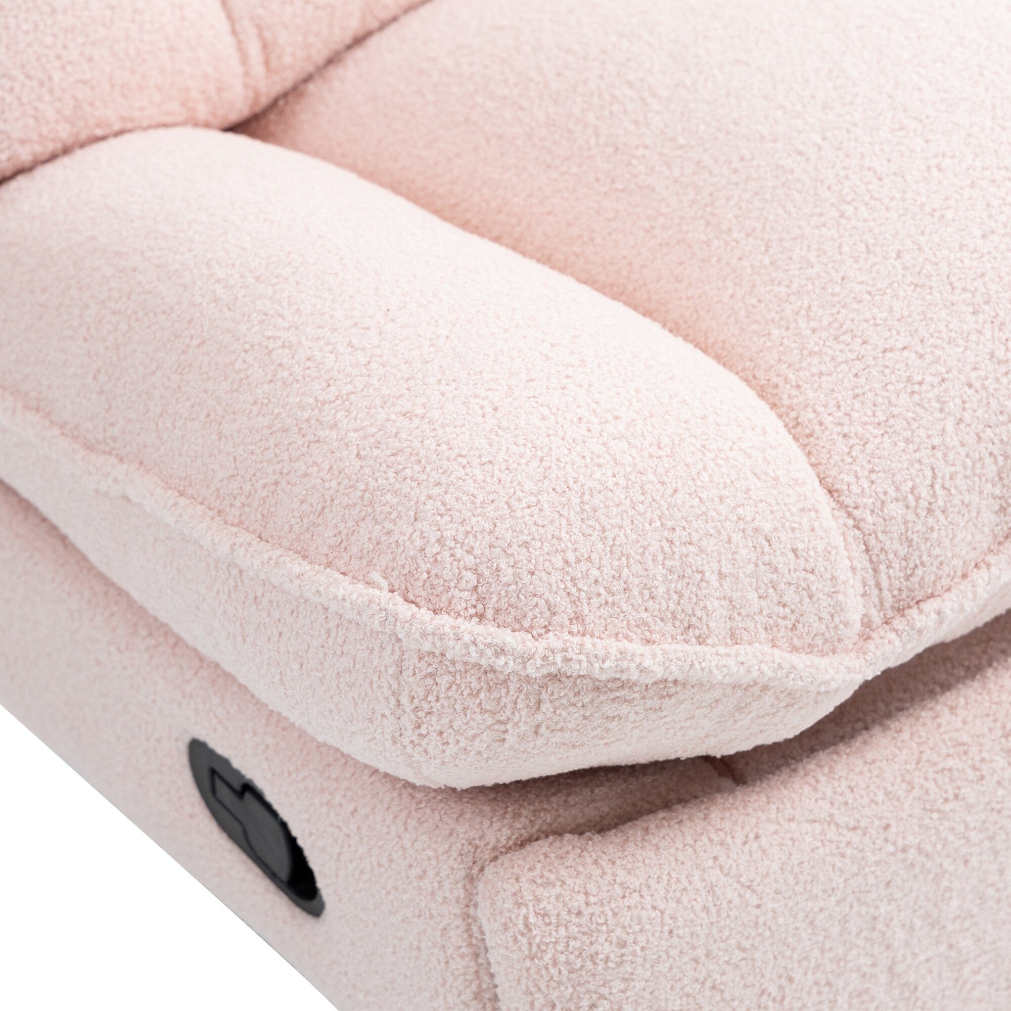 Fauteuil inclinable manuel pivotant à 360°, rembourré en chenille rose surdimensionnée, avec repose-pieds allongé et dossier capitonné