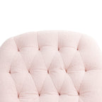 Fauteuil inclinable manuel pivotant à 360°, rembourré en chenille rose surdimensionnée, avec repose-pieds allongé et dossier capitonné