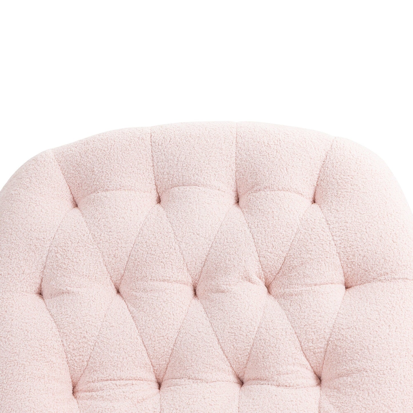 Fauteuil inclinable manuel pivotant à 360°, rembourré en chenille rose surdimensionnée, avec repose-pieds allongé et dossier capitonné