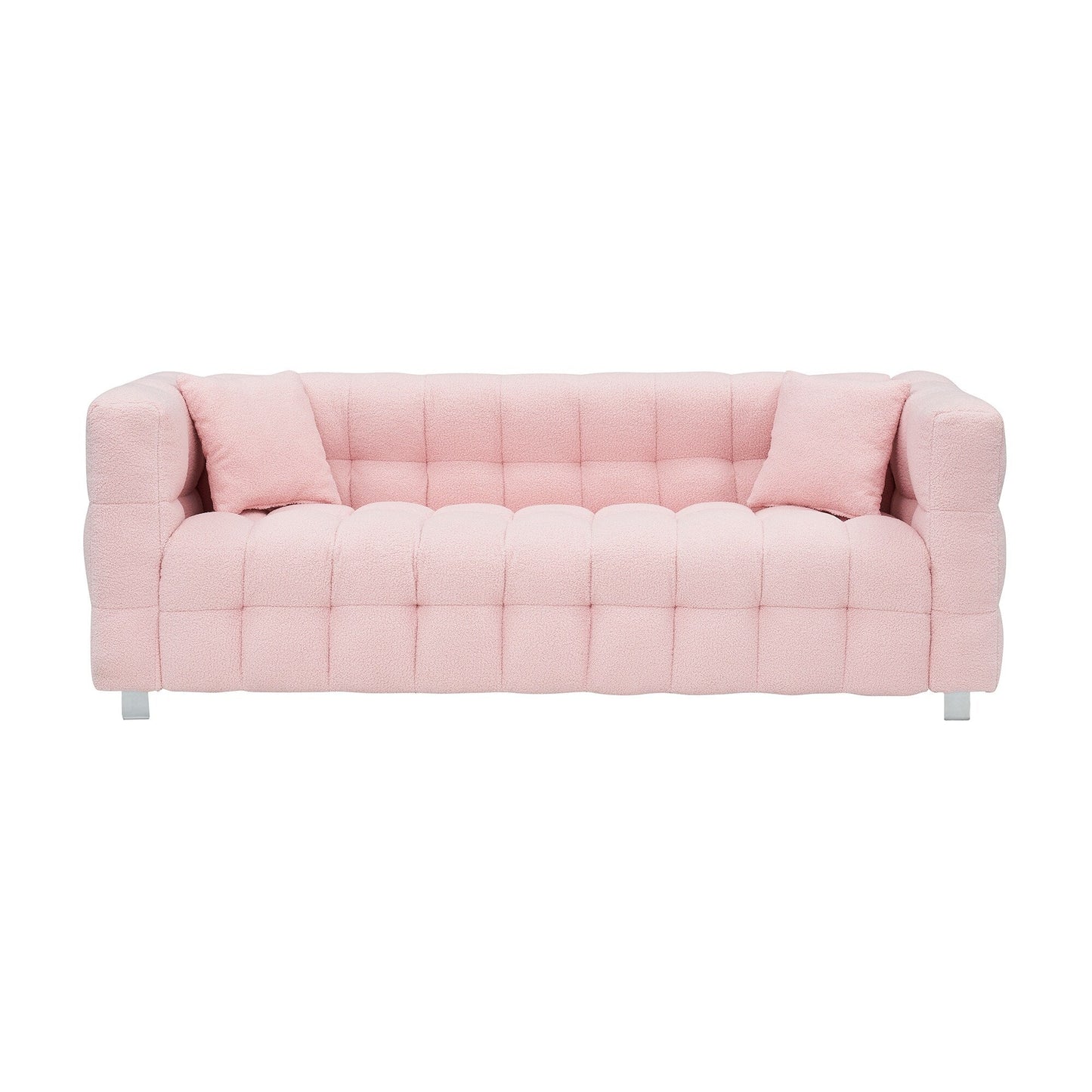 Canapé 3 places Pink Teddy avec deux coussins décoratifs
