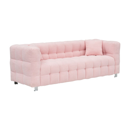 Canapé 3 places Pink Teddy avec deux coussins décoratifs