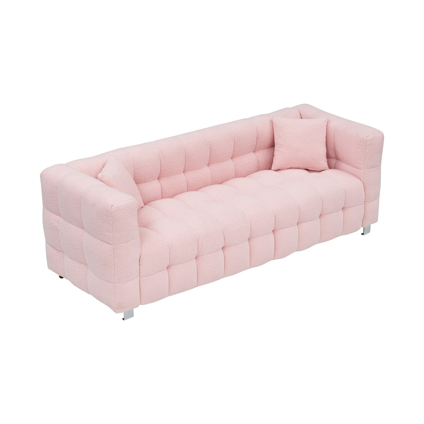 Canapé 3 places Pink Teddy avec deux coussins décoratifs