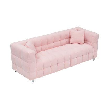 Canapé 3 places Pink Teddy avec deux coussins décoratifs