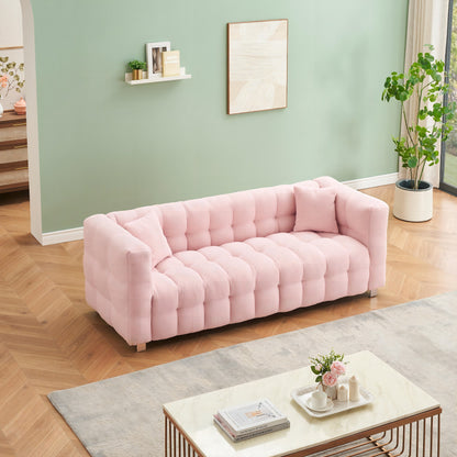 Canapé 3 places Pink Teddy avec deux coussins décoratifs