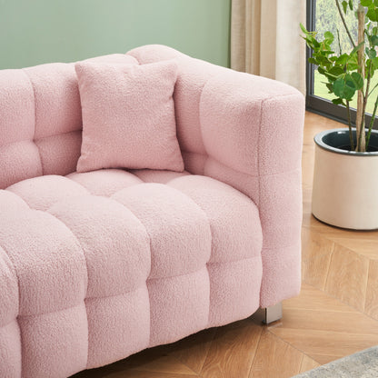 Canapé 3 places Pink Teddy avec deux coussins décoratifs