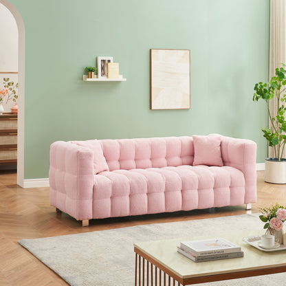 Canapé 3 places Pink Teddy avec deux coussins décoratifs