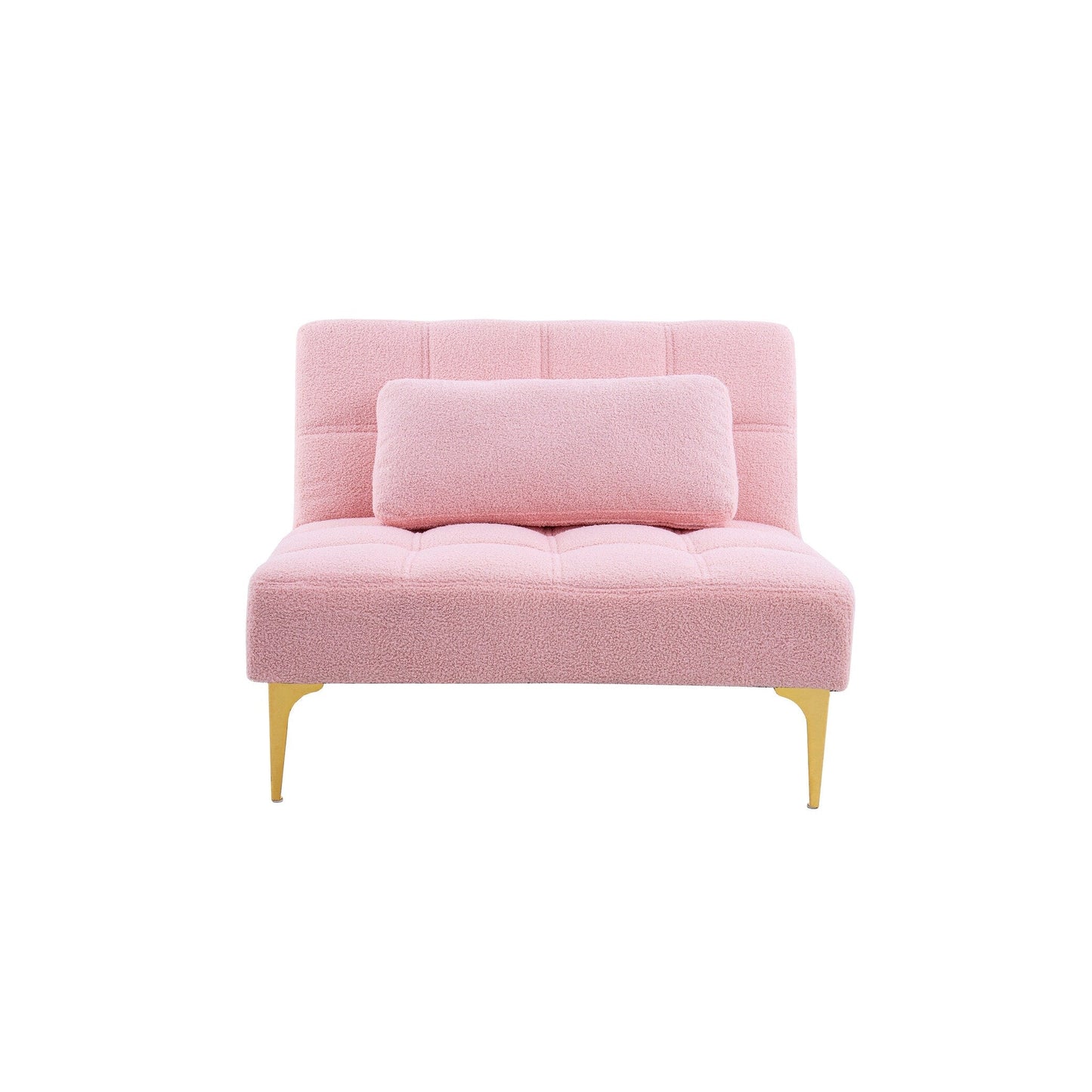 Canapé-lit simple modulaire en chenille rose avec cadre en bois massif pour salon