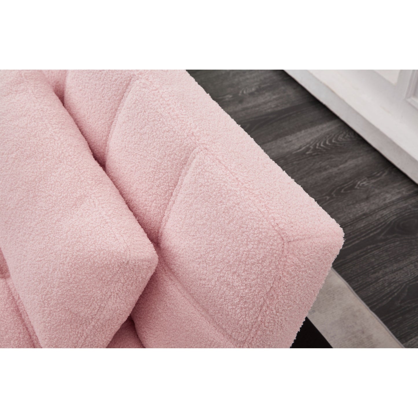 Canapé-lit simple modulaire en chenille rose avec cadre en bois massif pour salon