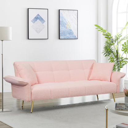 Canapé-lit futon convertible en polaire rose
