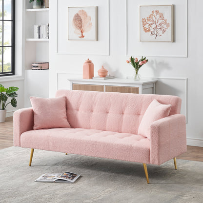 Canapé-lit convertible en polaire rose Teddy