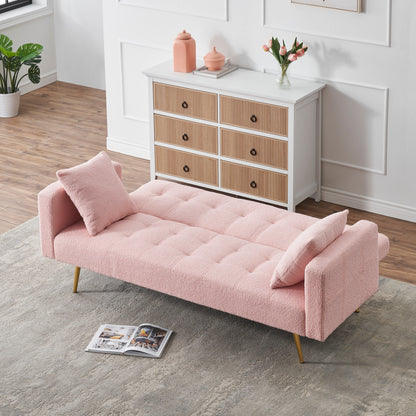 Canapé-lit convertible en polaire rose Teddy