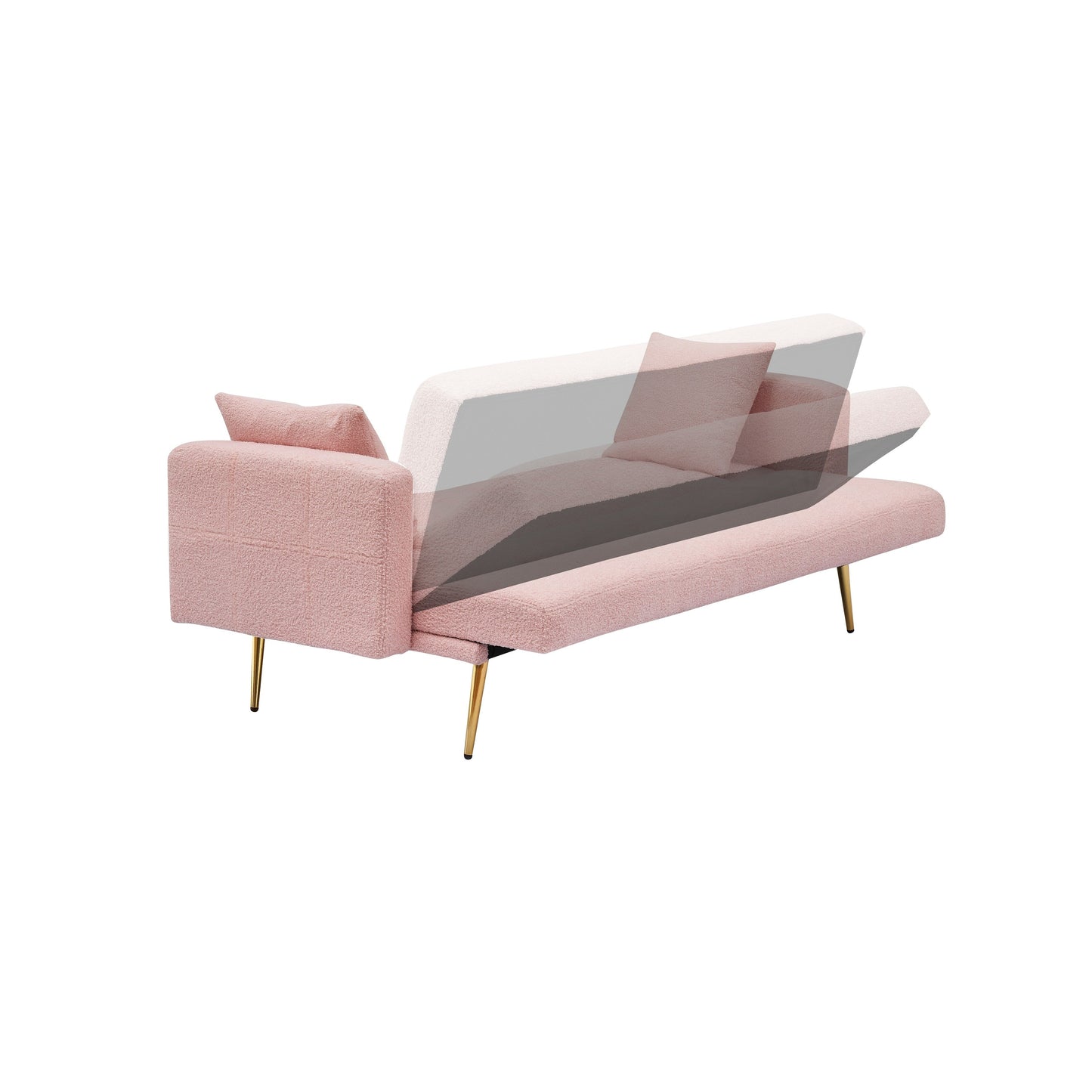 Canapé-lit convertible en polaire rose Teddy