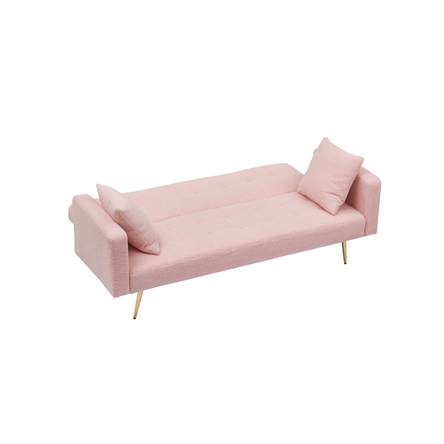 Canapé-lit convertible en polaire rose Teddy