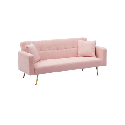 Canapé-lit convertible en polaire rose Teddy