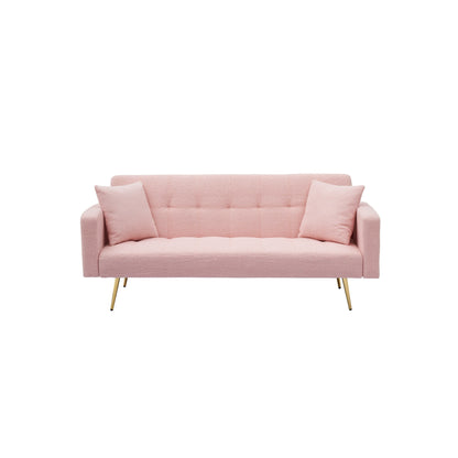 Canapé-lit convertible en polaire rose Teddy
