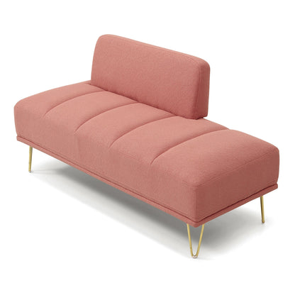 Banc causeuse rembourré rose avec pieds dorés