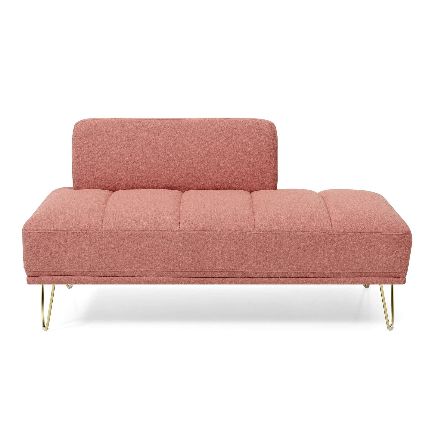 Banc causeuse rembourré rose avec pieds dorés