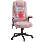 Fauteuil de bureau inclinable pivotant à 360° en velours rose avec massage par vibrations, chauffage lombaire et hauteur réglable