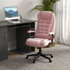 Fauteuil de bureau inclinable pivotant à 360° en velours rose avec massage par vibrations, chauffage lombaire et hauteur réglable