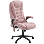 Fauteuil de bureau inclinable pivotant à 360° en velours rose avec massage par vibrations, chauffage lombaire et hauteur réglable