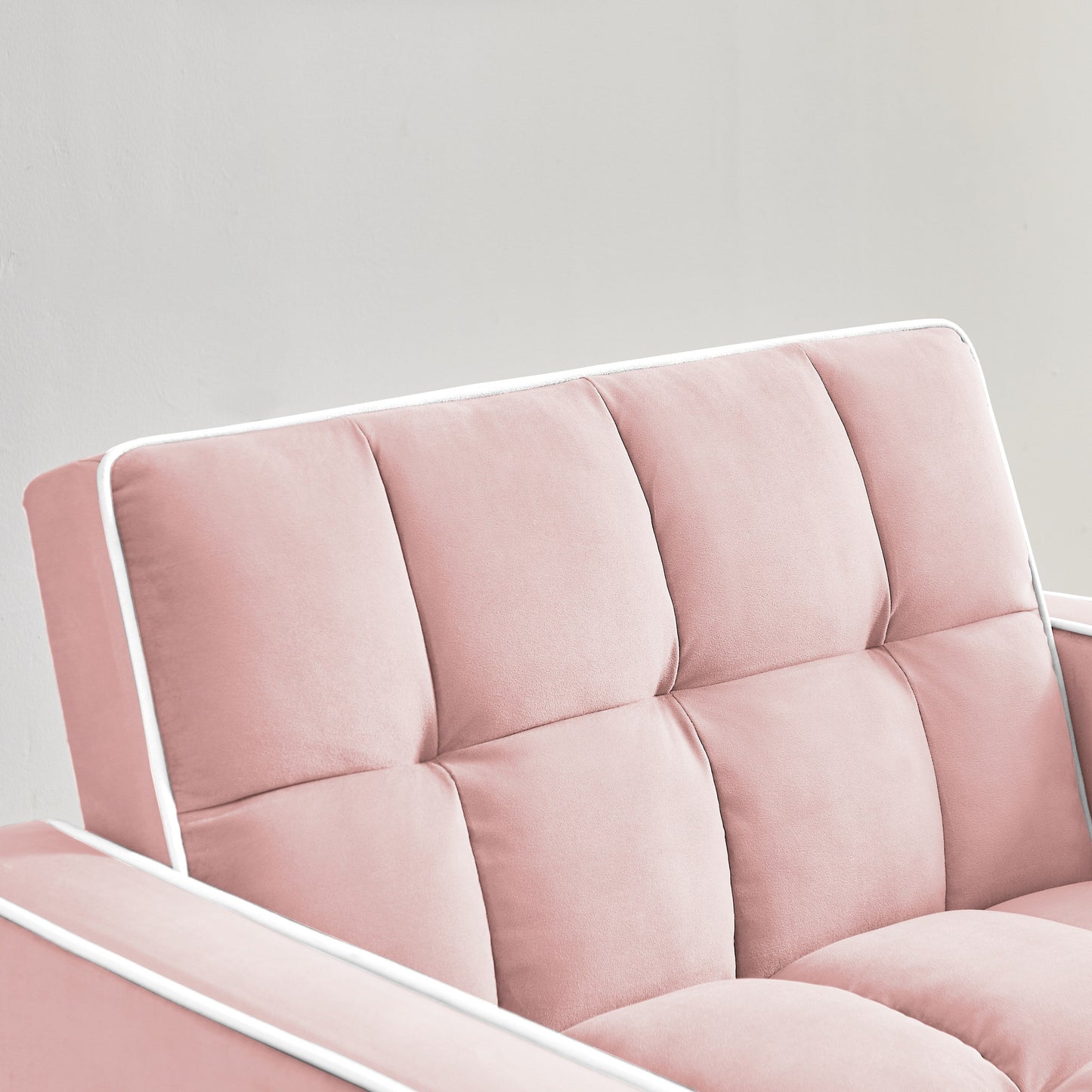 Canapé-lit simple en velours rose avec dossier réglable