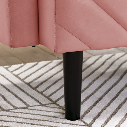 Canapé-lit futon convertible capitonné en velours rose