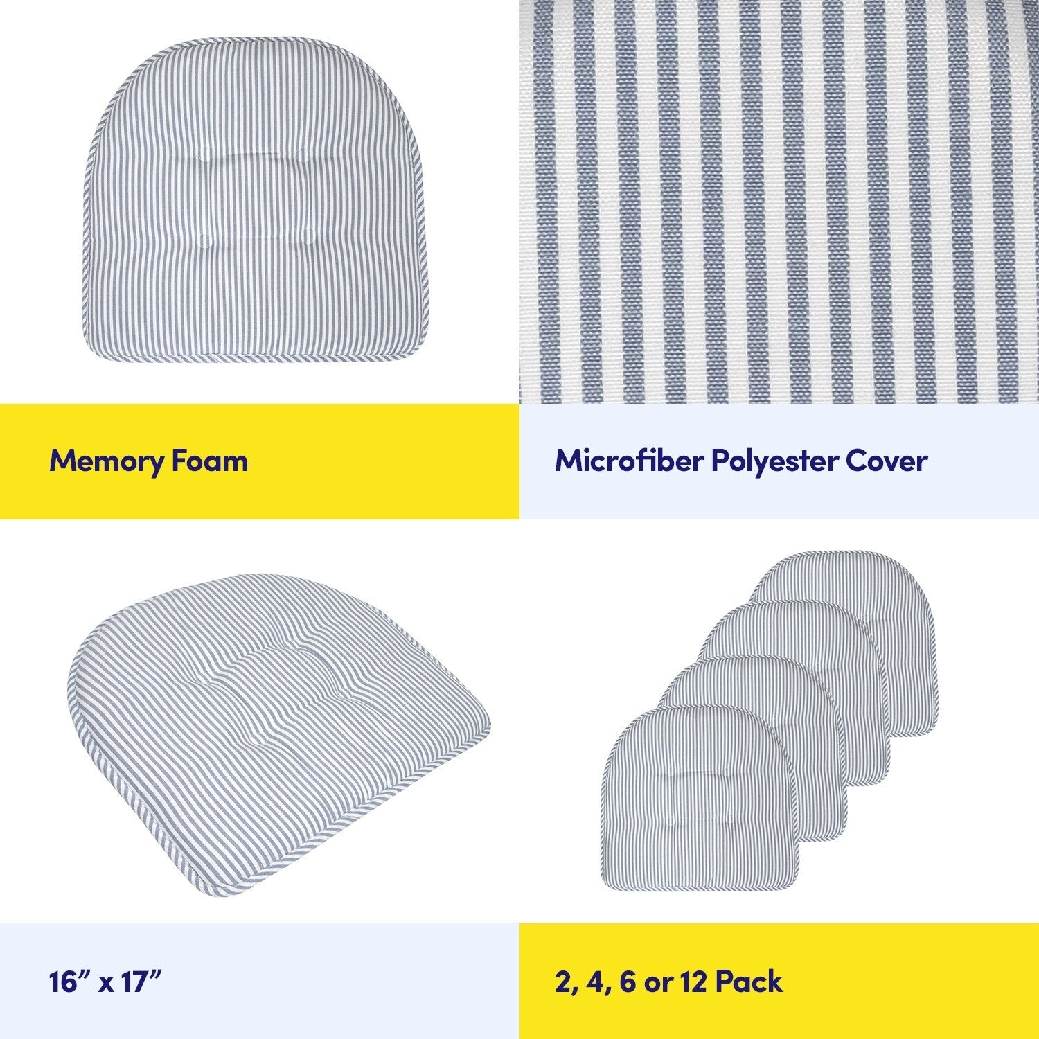 Pinstripe U-shaped Memory Foam Chair Pad