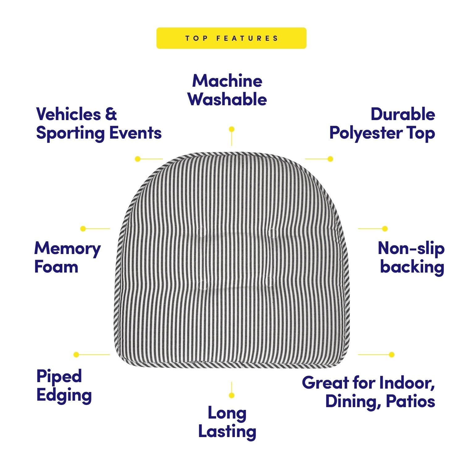 Pinstripe U-shaped Memory Foam Chair Pad
