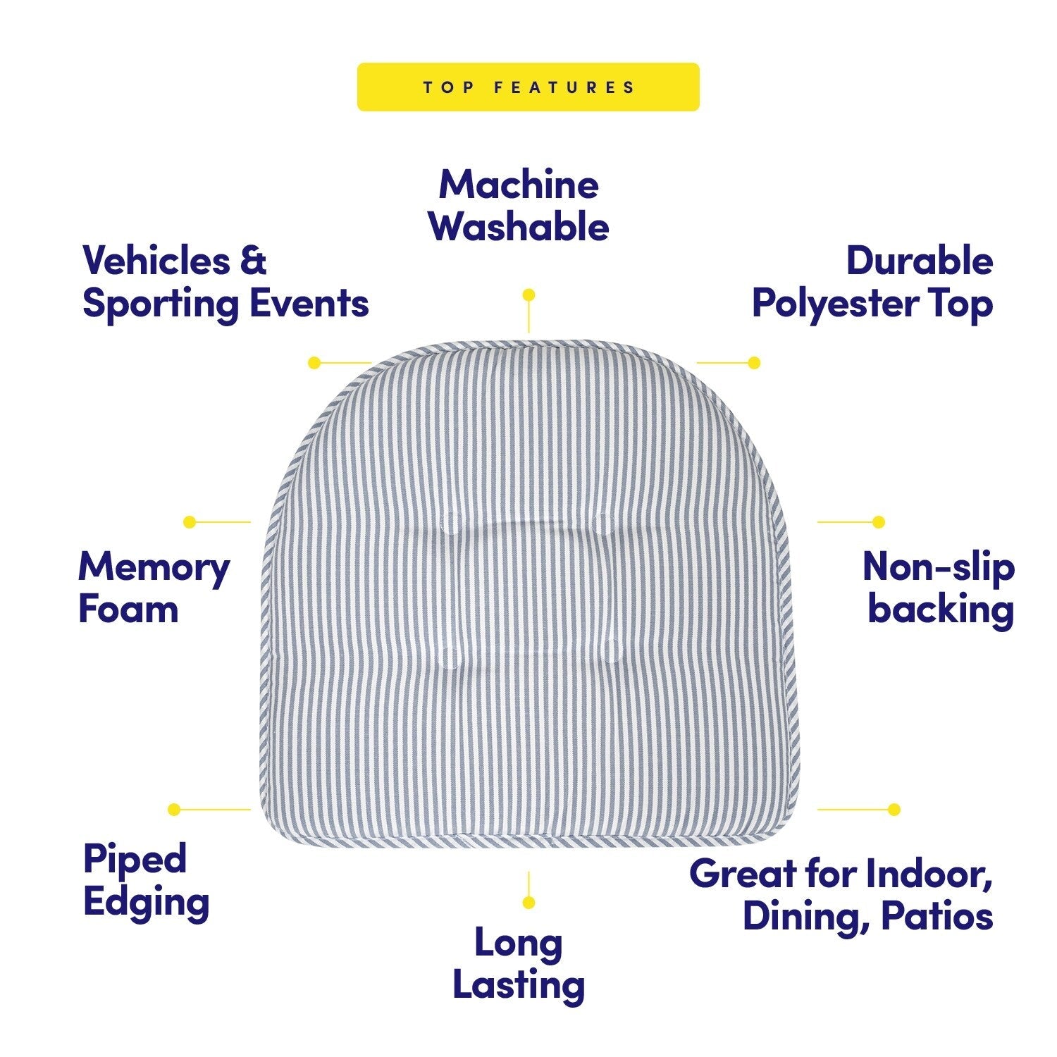 Pinstripe U-shaped Memory Foam Chair Pad