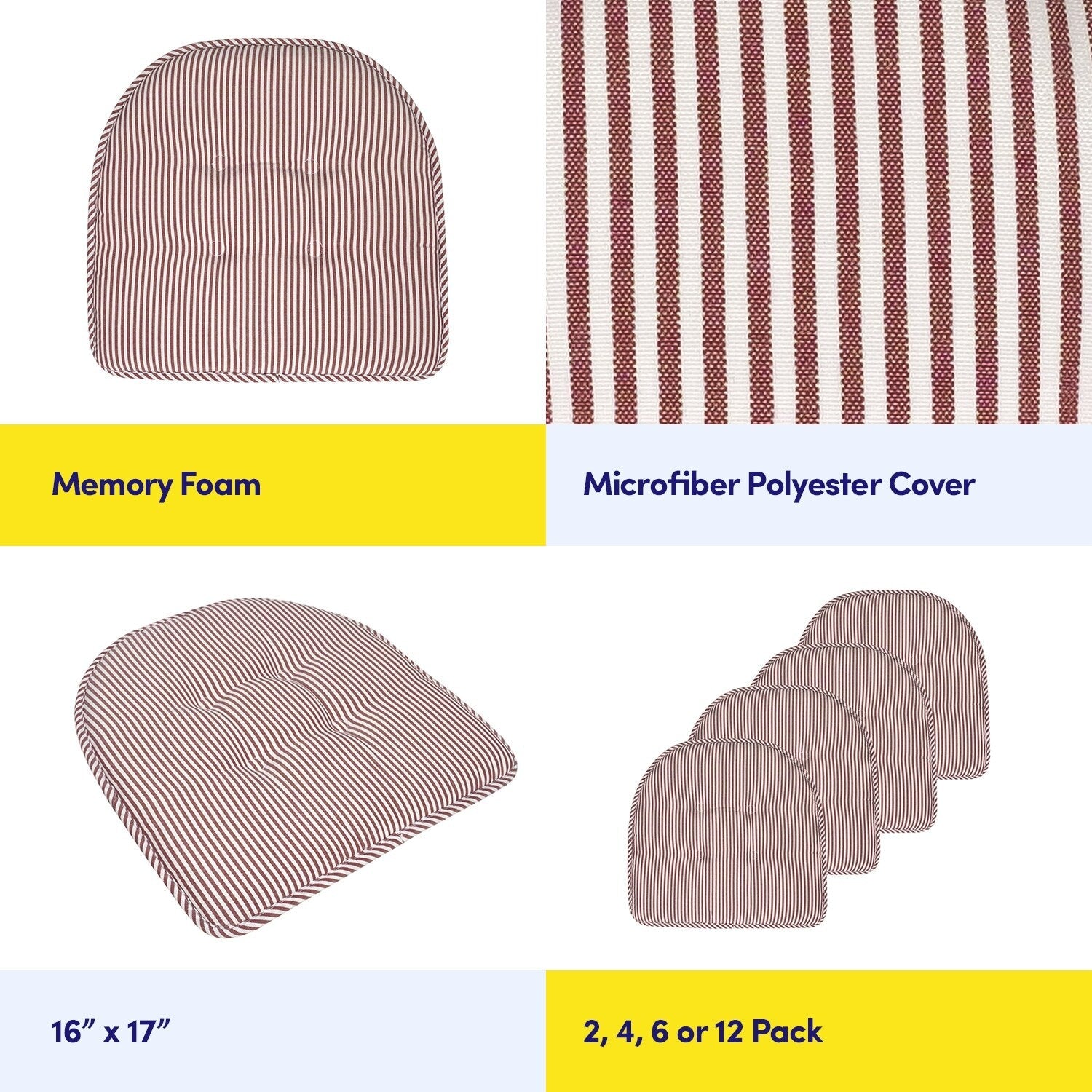 Pinstripe U-shaped Memory Foam Chair Pad