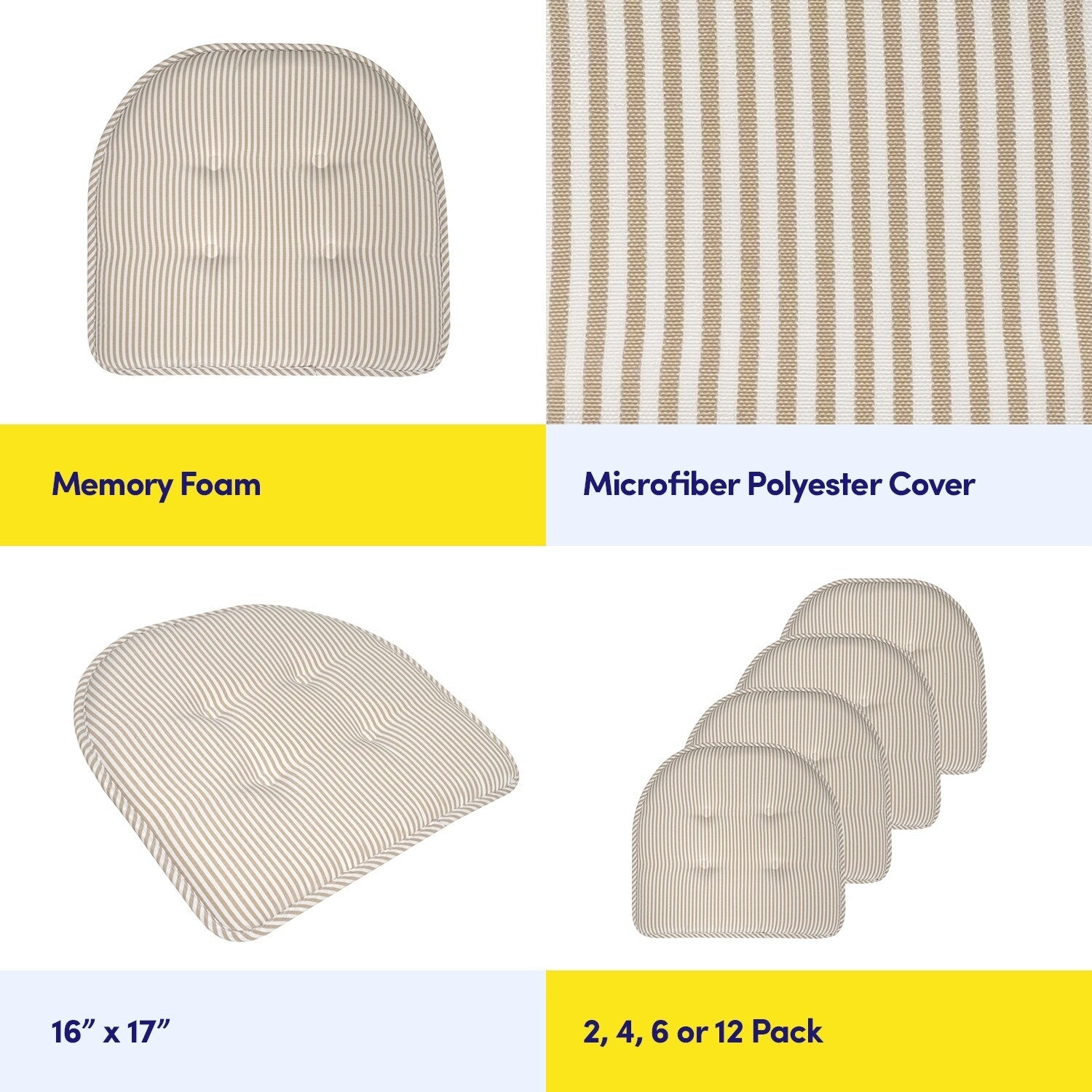Pinstripe U-shaped Memory Foam Chair Pad