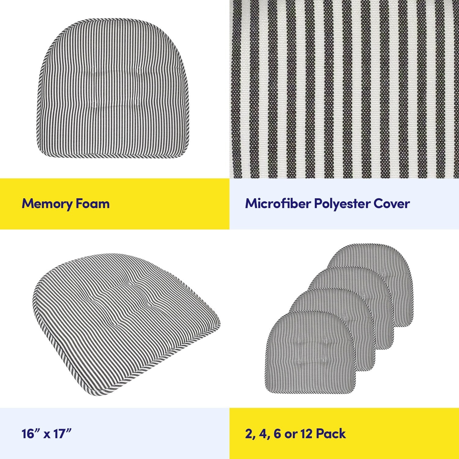 Pinstripe U-shaped Memory Foam Chair Pad
