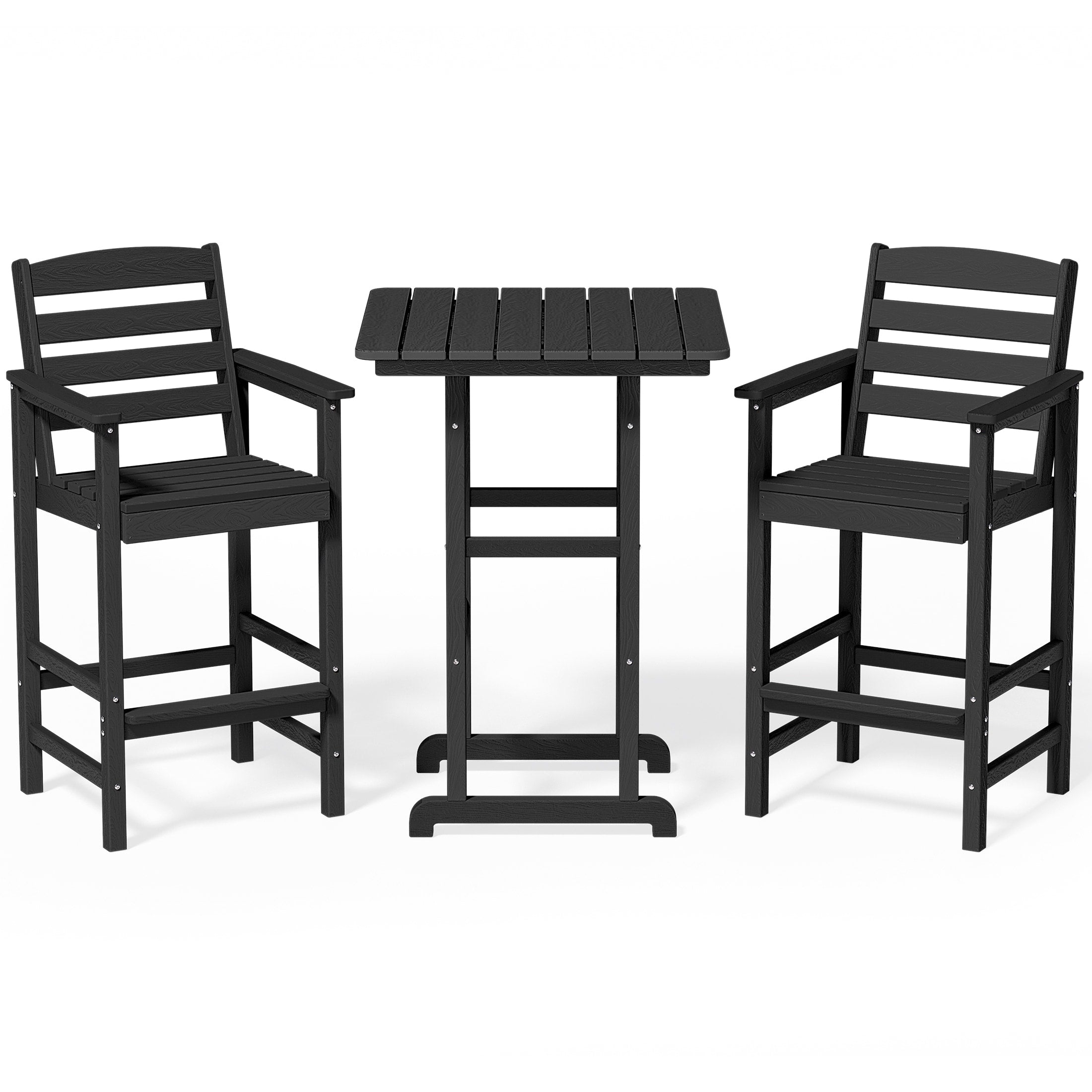 Ensemble de 3 chaises hautes Adirondack en plastique pour patio
